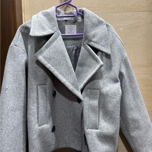 Gray Double-Breasted Women's Coat